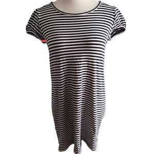 Theory Navy and White Striped T-Shirt Dress Sz L